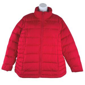 Lands' End 600 Down Winter Puffer Jacket Womens XL‎ Red Full Zip NWT CJ-2279